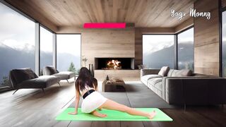 ????Yoga Stretch in Skirt Mountains and Fire