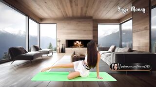 ????Yoga Stretch in Skirt Mountains and Fire