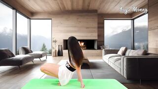 ????Yoga Stretch in Skirt Mountains and Fire