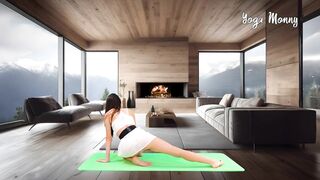 ????Yoga Stretch in Skirt Mountains and Fire