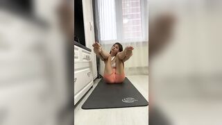 Stretching legs and yoga