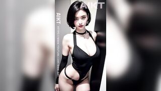 Black silk lace lingerie dress 3/6 [AI룩북] AI ART(Stable Diffusion lookbook) #aiart #ai룩북 #ailookbook