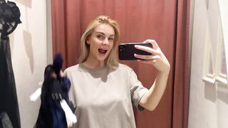 [4K] Transparent Try on Haul in dressing room amazing See-Through outfit
