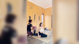 Mermaid pose with Yoga Wheel #shorts #mermaidpose #yogawheel