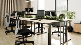 Flexible desk frame systems for standing desks