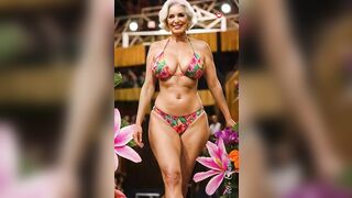 Plus size bikini fashion show model ???? ???? Natural Old Women over 50