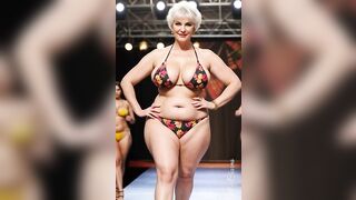 Plus size bikini fashion show model ???? ???? Natural Old Women over 50