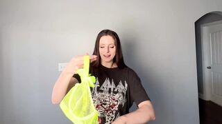4k Transparent Neon Lingerie Try On!