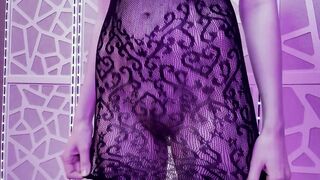 Lingerie Haul Try-On - Black sleeveless sheer bodystocking dress